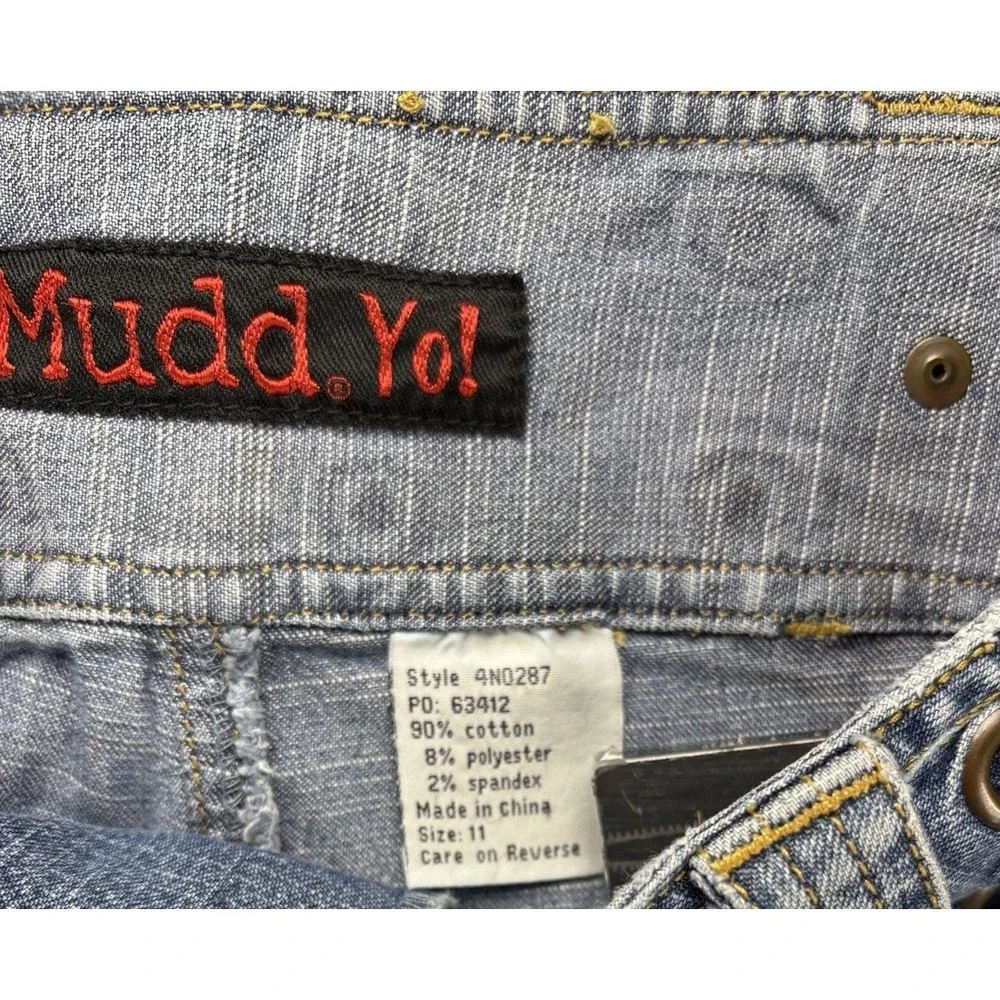 Vintage Y2K Mudd Lace Up Jean Studded Grommet Low Rise Flare 11 Grunge Retro Emo - Picture 2 of 11